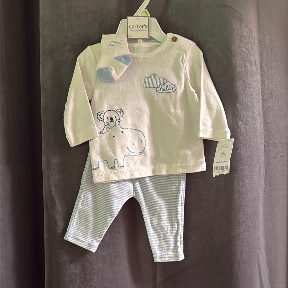 Carter's White and Blue Pajama Set for Cozy Sleep